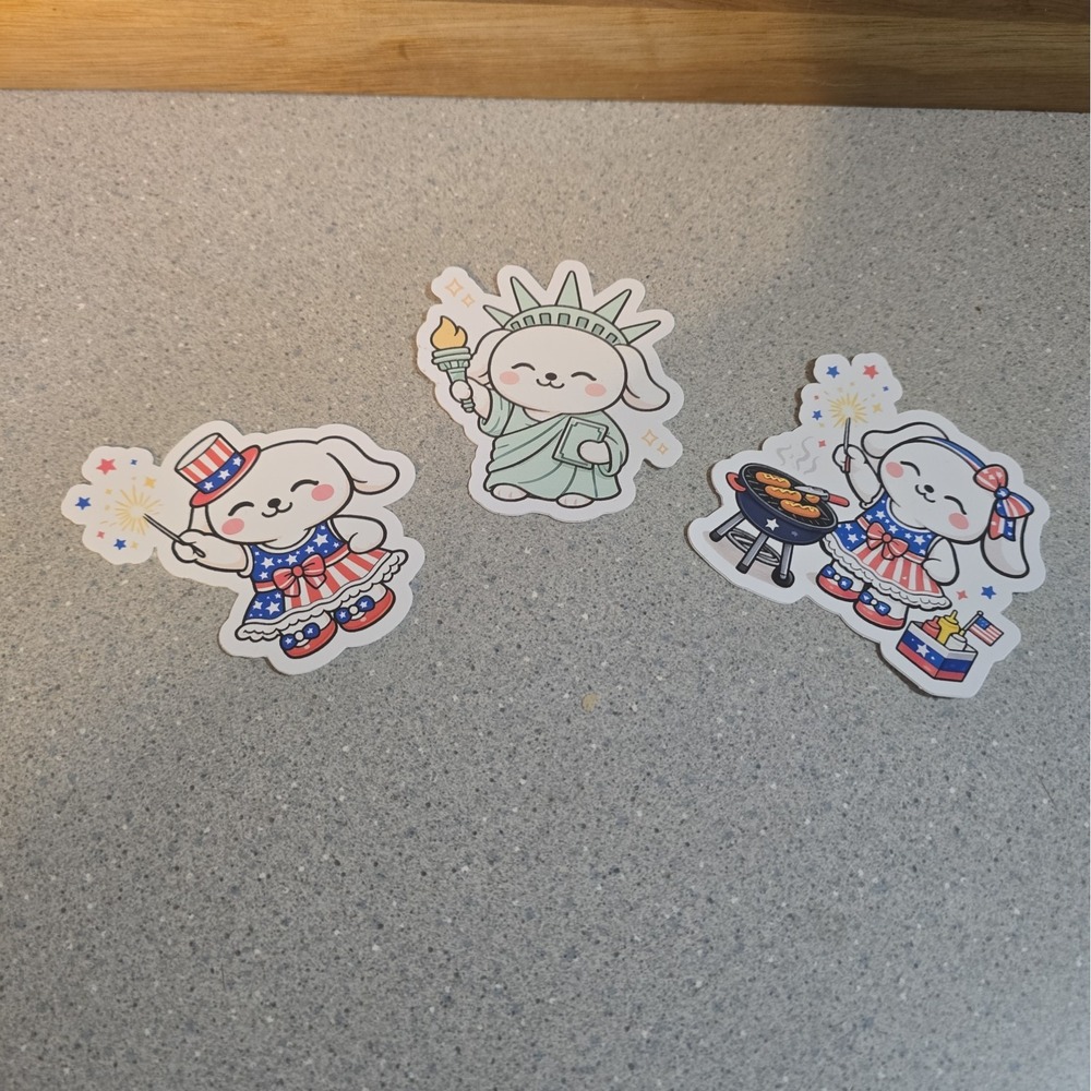 3 inch Stars Stripes Snacks 4th of July Patriotic Vinyl Sticker Party